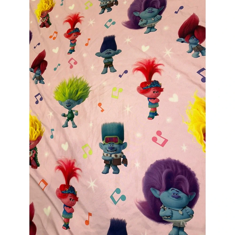 DreamWorks Trolls Band Together Full Flat Sheet Pink Poppy Branch 100% Polyester